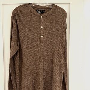 Ralph Lauren RRL Men's NWT long sleeve waffle knit henley Sz XL Brown